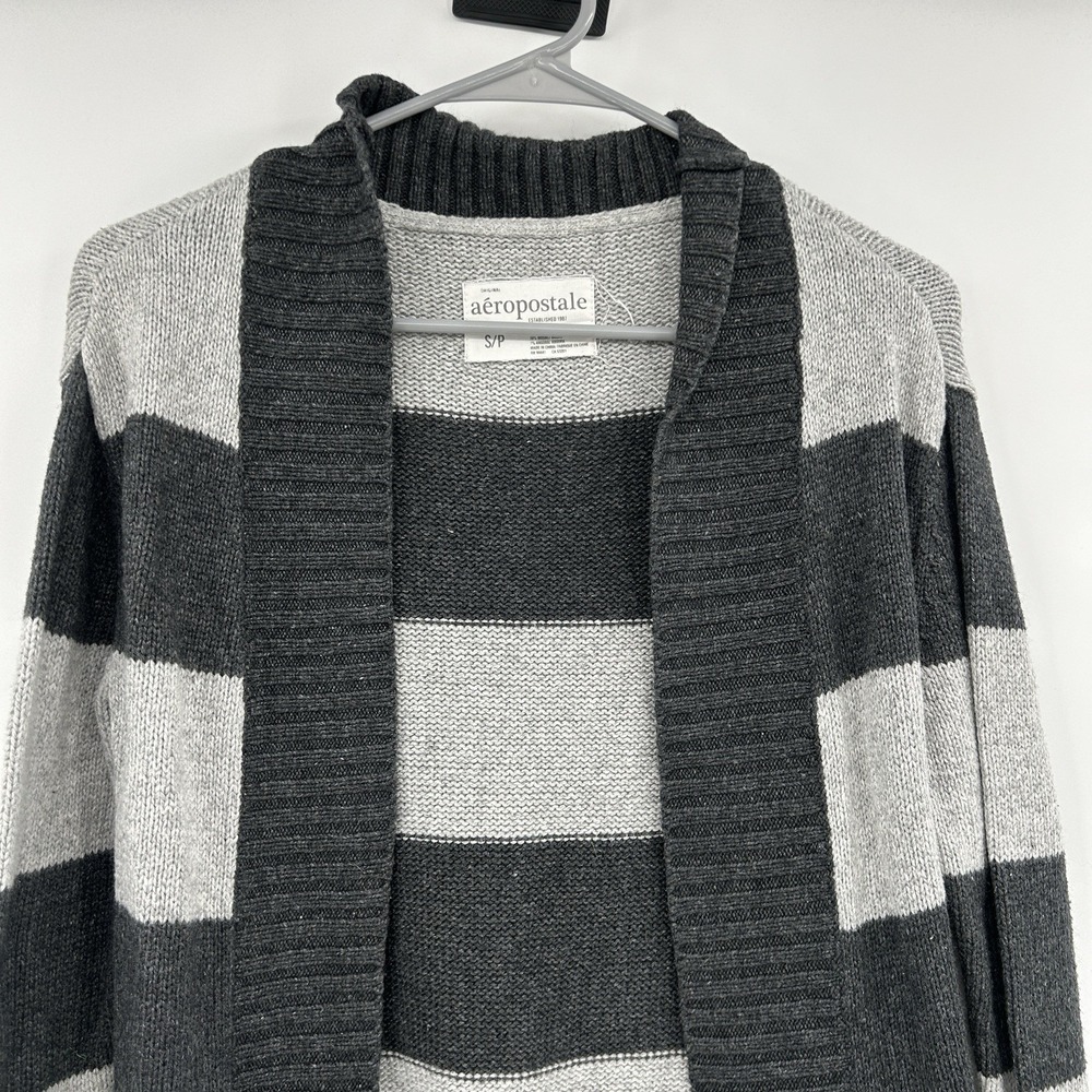 VTG Aeropostale Y2K Womens Cardigan Sweater Sz S Gray Grunge Indie Sleaze 2000s - Picture 2 of 8
